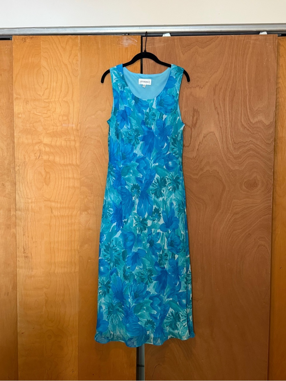 Studio I Teal and Blue Floral Maxi Dress